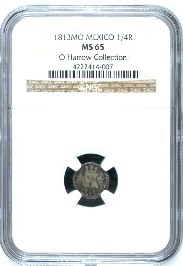 Colonial Silver & Minors 1/4 Real 1813 Mo NGC MS65 0155236