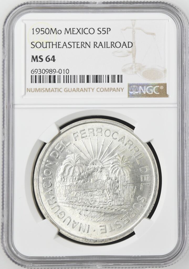 Modern Silver & Minors 5 Peso 1950 Mo NGC MS64 0155241