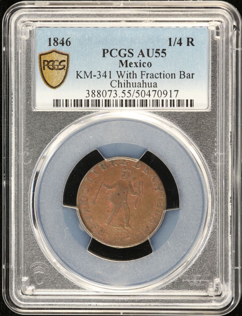 State Coppers 1/4 Real 1846 Chihuahua KM-341 PCGS AU55 0155158