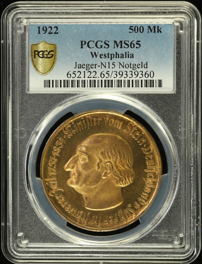 Germany 500 Mark 1922 Notgeld Westphalia PCGS MS65 0155165