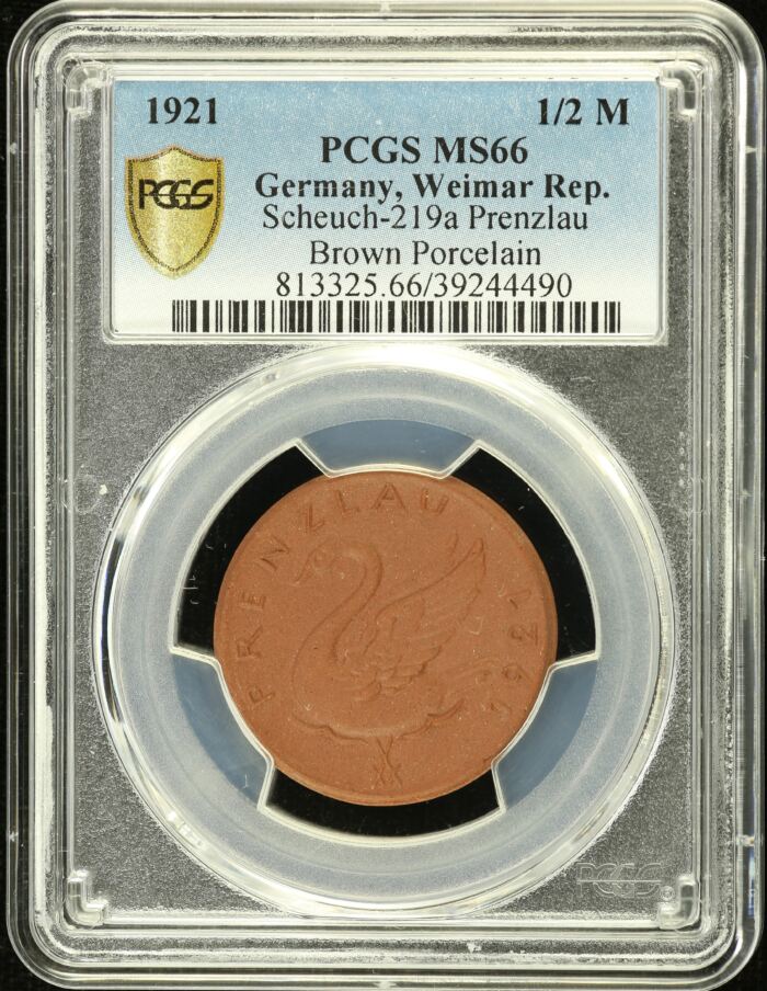 Germany 1/2 Mark 1921 Weimar Republic PCGS MS66 0155166Germany 1/2 Mark 1921 Weimar Republic PCGS MS66 0155166