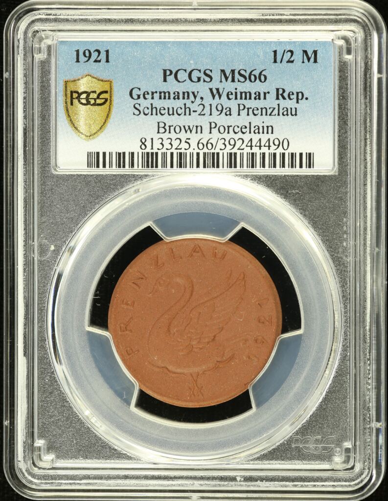 Germany 1/2 Mark 1921 Weimar Republic PCGS MS66 0155166