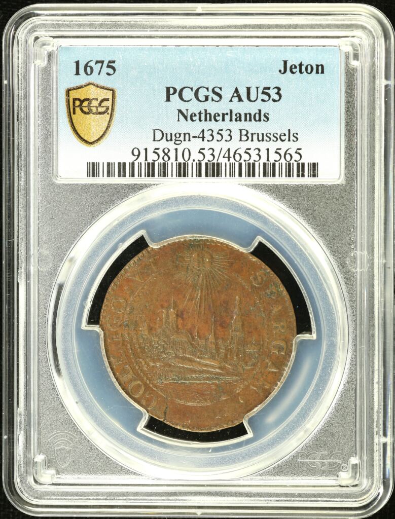 Netherlands Jeton 1675 Brussels PCGS AU53 0155167