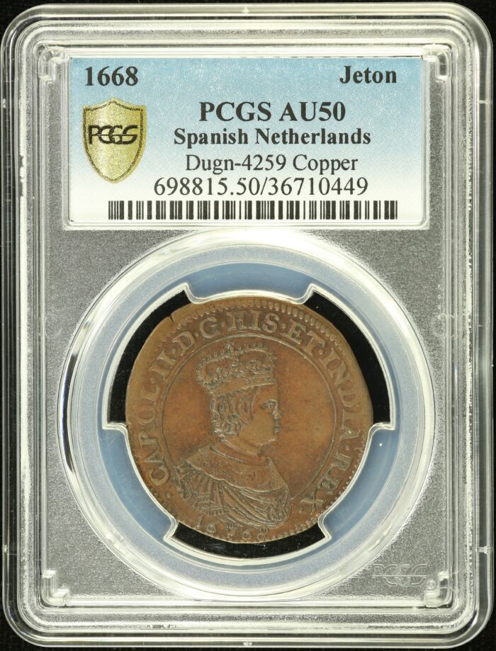 Netherlands Jeton 1668 PCGS AU50 0155169Netherlands Jeton 1668 PCGS AU50 0155169