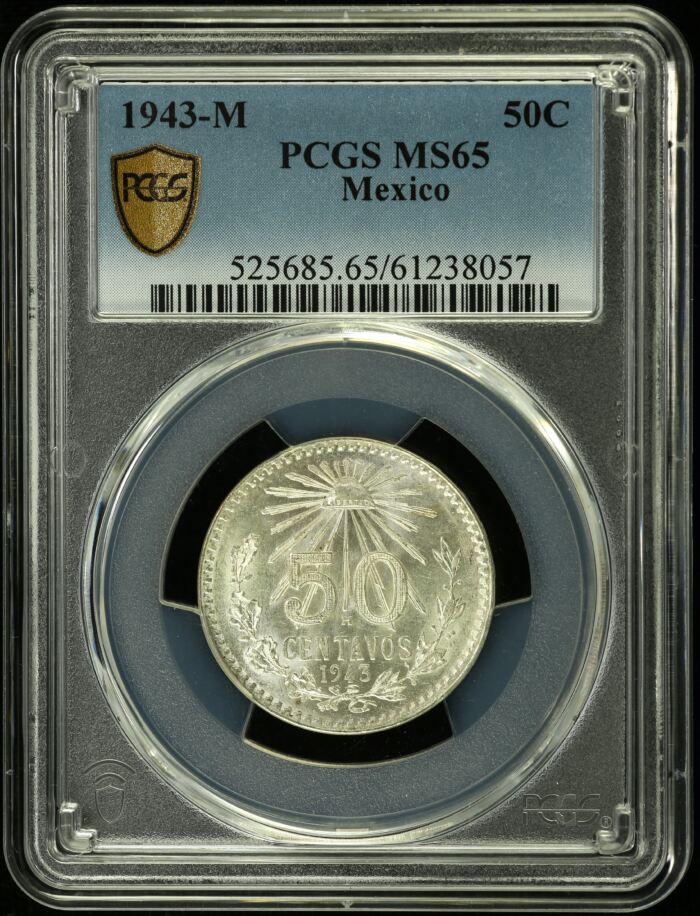 Modern Silver & Minors 50 Centavo 1943 M PCGS MS65 0154169Modern Silver & Minors 50 Centavo 1943 M PCGS MS65 0154169
