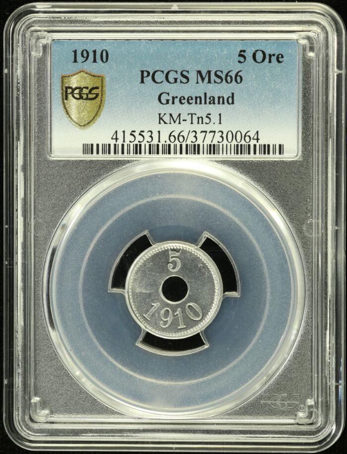 Other Greenland 5 Ore 1910 KM-Tn5.1 PCGS MS66 0155170Other Greenland 5 Ore 1910 KM-Tn5.1 PCGS MS66 0155170