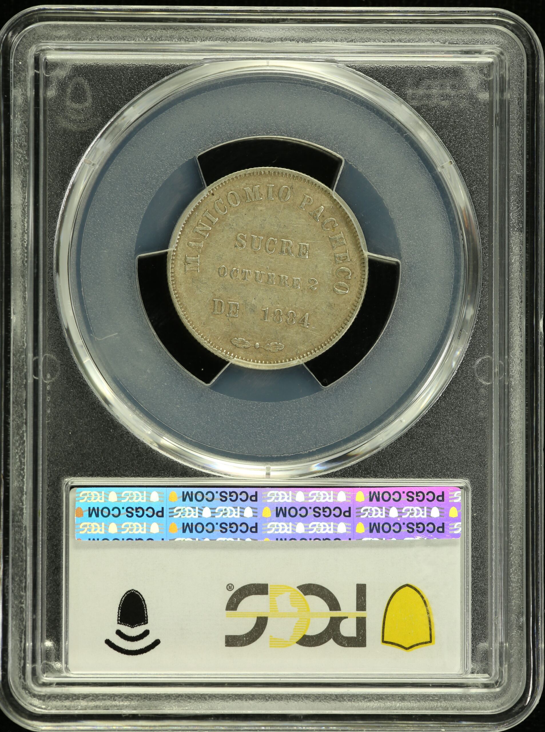 Bolivia  Latin American Coins Bolivia Manicomio Pacheco Medal 1884 PCGS AU53 0155174 Bolivia Manicomio Pacheco Medal 1884 PCGS AU53 0155174Bolivia Manicomio Pacheco Medal 1884 PCGS AU53 0155174 - Image 2