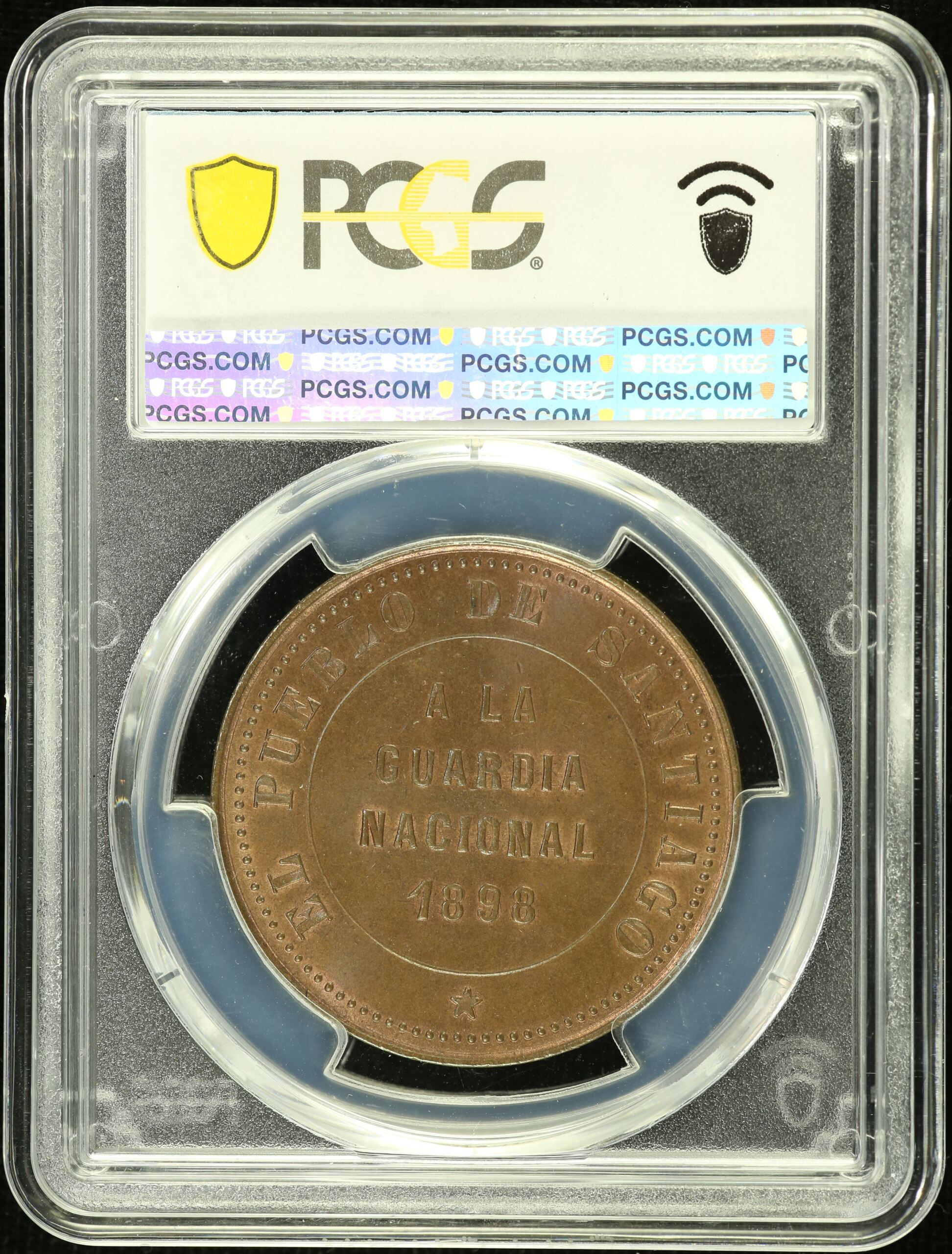 Chile  Latin American Coins Chile Santiago National Guard Medal 1898 PCGS MS65RB 0155175 Chile Santiago National Guard Medal 1898 PCGS MS65RB 0155175Chile Santiago National Guard Medal 1898 PCGS MS65RB 0155175 - Image 2