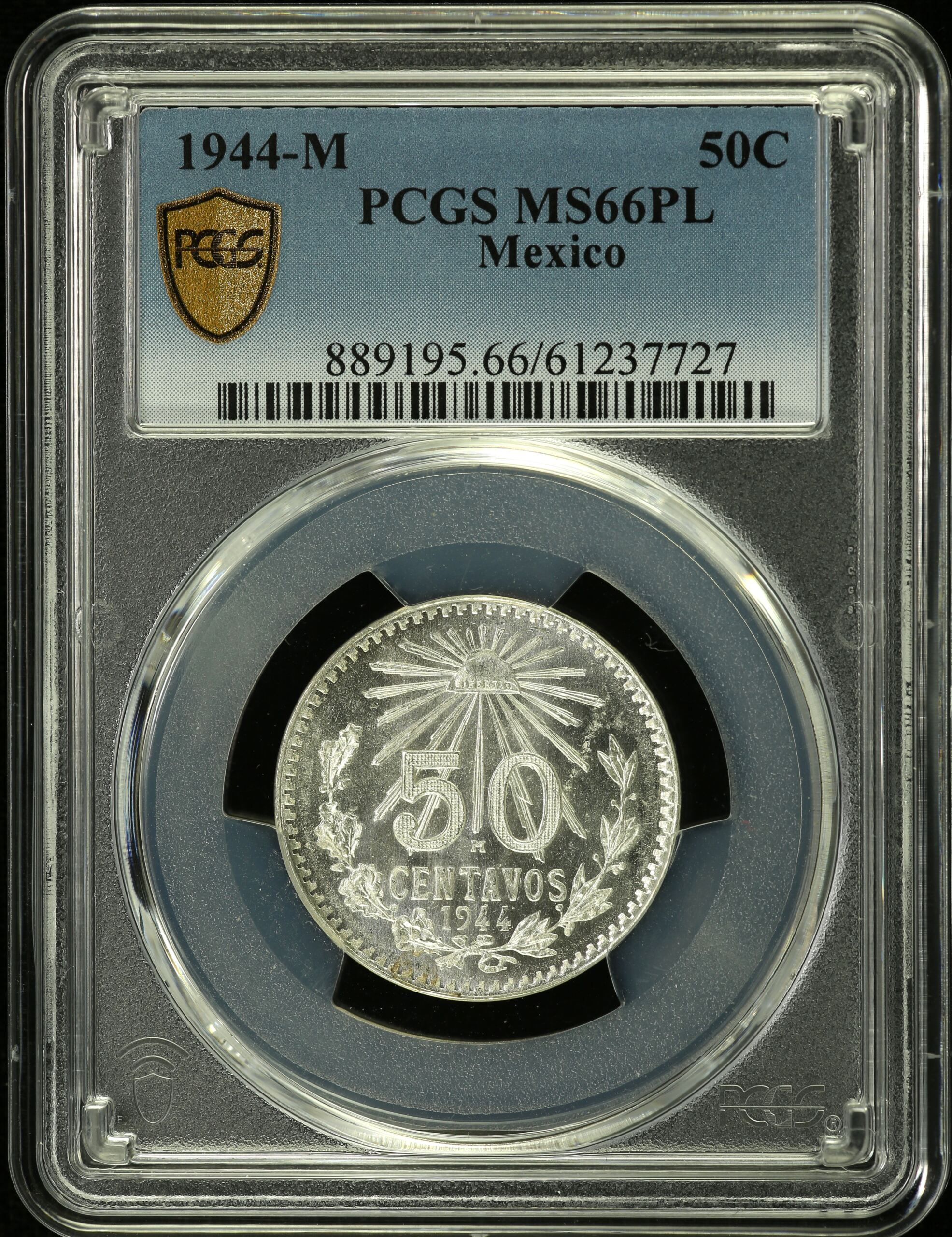 Modern Silver & Minors 50 Centavo 1944 M PCGS MS66PL 0154292