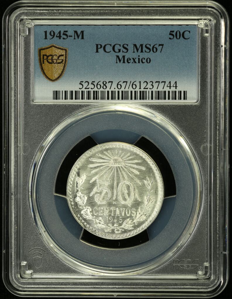 Modern Silver & Minors 50 Centavo 1945 M PCGS MS67 0154325