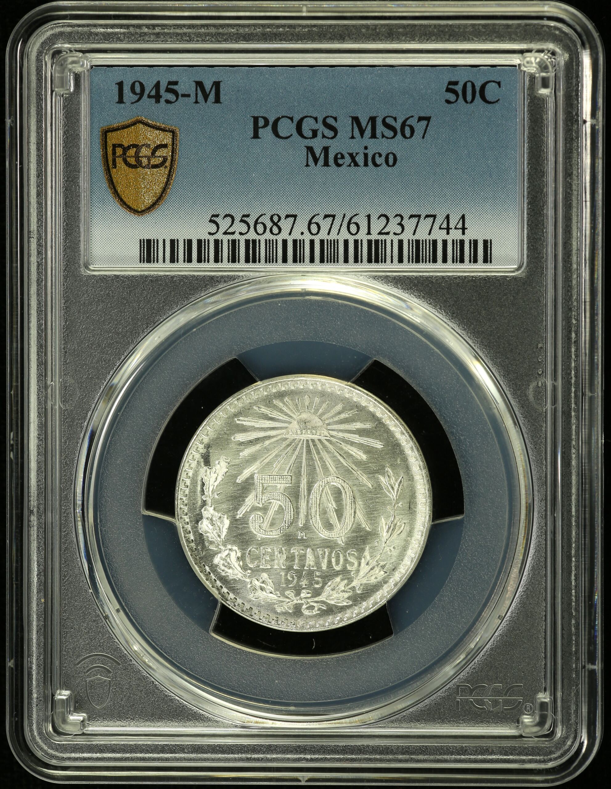 Modern Silver & Minors 50 Centavo 1945 M PCGS MS67 0154325