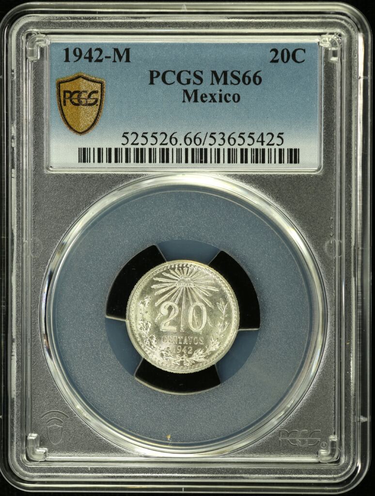 Modern Silver & Minors 20 Centavo 1942 M PCGS MS66 0154387