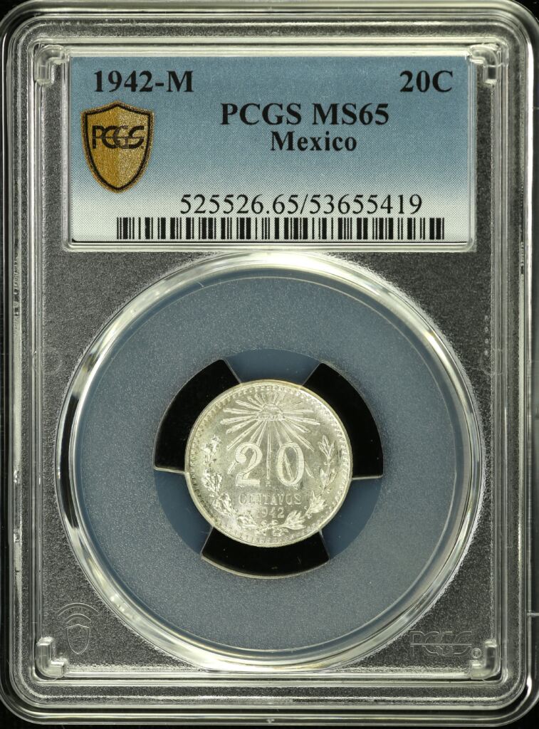 Modern Silver & Minors 20 Centavo 1942 M PCGS MS65 0154478