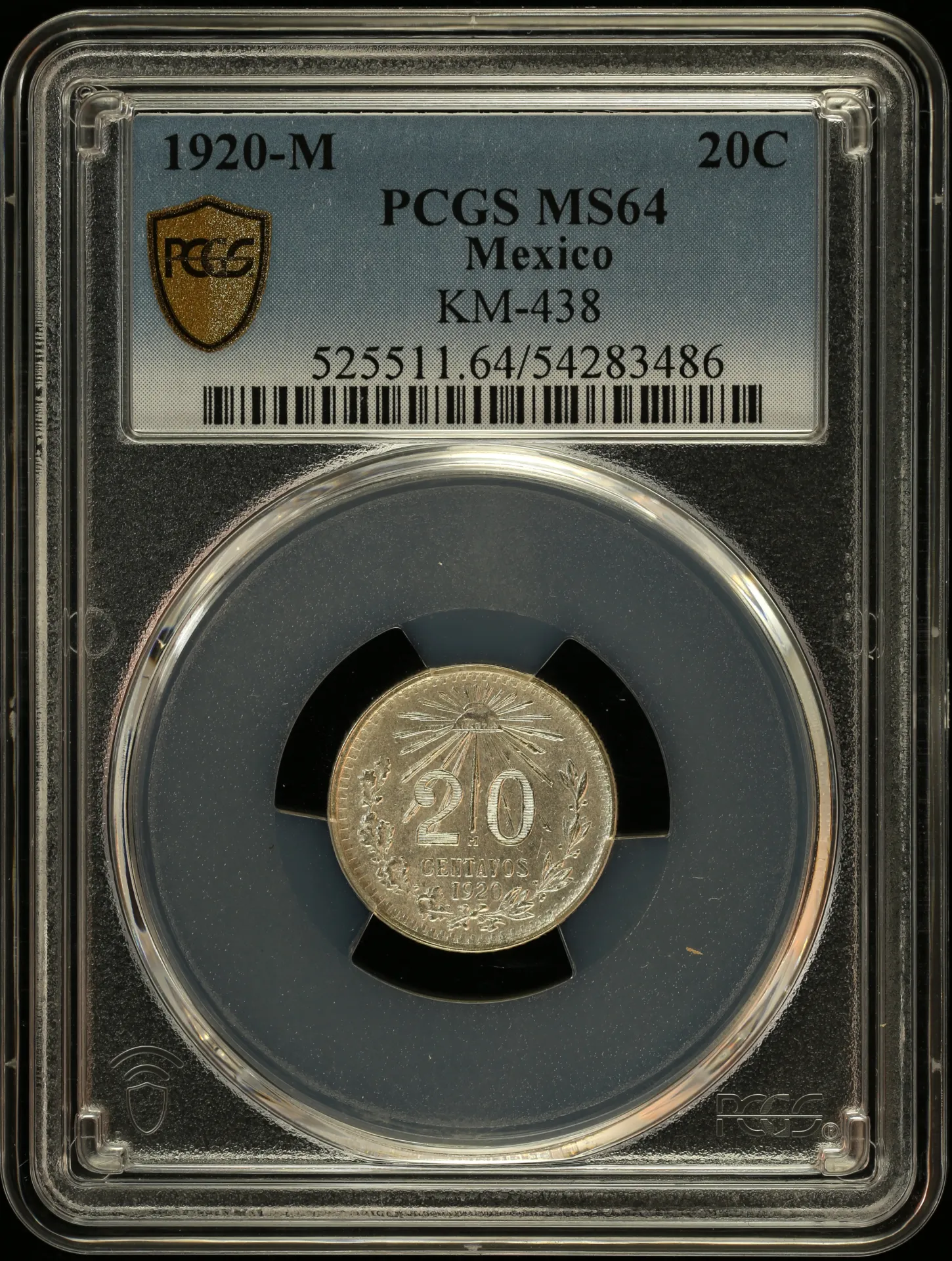 Modern Silver & Minors 20 Centavo 1920 M PCGS MS64 KM-438 0154843