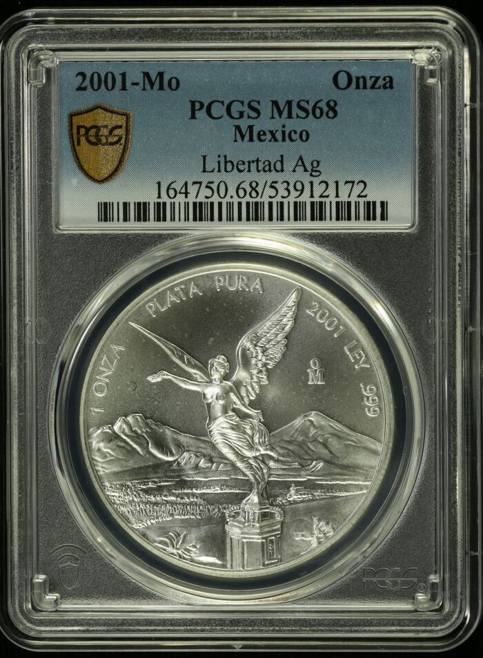 Modern Silver & Minors Onza 2001 Mo PCGS MS68 0154992Modern Silver & Minors Onza 2001 Mo PCGS MS68 0154992