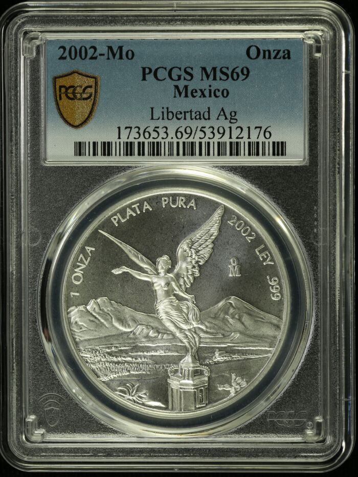 Modern Silver & Minors Onza 2002 Mo PCGS MS69 0154999Modern Silver & Minors Onza 2002 Mo PCGS MS69 0154999