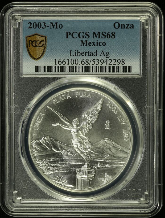 Modern Silver & Minors Onza 2003 Mo PCGS MS68 0155003Modern Silver & Minors Onza 2003 Mo PCGS MS68 0155003