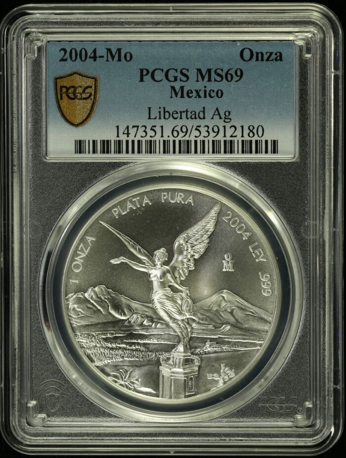 Modern Silver & Minors Onza 2004 Mo PCGS MS69 0155013Modern Silver & Minors Onza 2004 Mo PCGS MS69 0155013