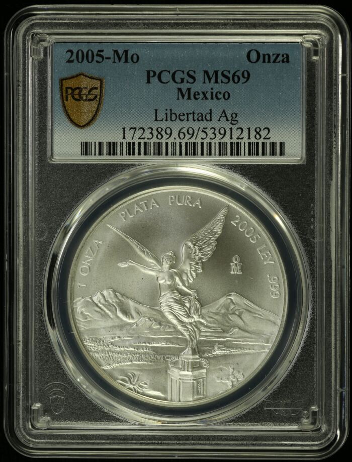 Modern Silver & Minors Onza 2005 Mo PCGS MS69 0155020Modern Silver & Minors Onza 2005 Mo PCGS MS69 0155020