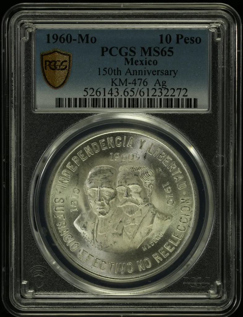 Modern Silver & Minors 10 Peso 1960 Mo KM-476 PCGS MS65 0153775