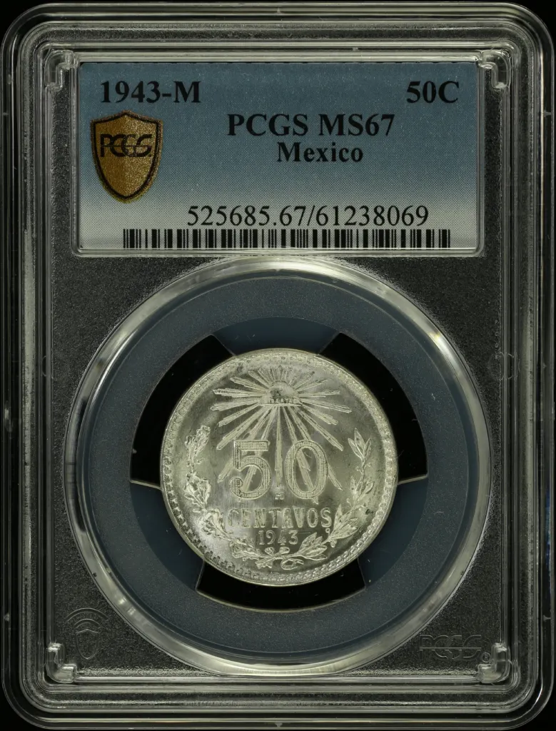 Modern Silver & Minors 50 Centavo 1943 M PCGS MS67 0154210