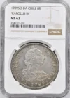 Chile Latin American Coins Chile 8 Reales 1789 So DA NGC MS62 0155203 Chile 8 Reales 1789 So DA NGC MS62 0155203