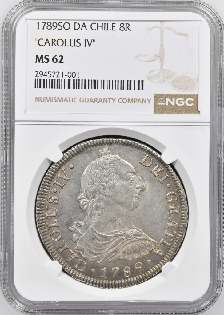 Chile 8 Reales 1789 So DA NGC MS62 0155203