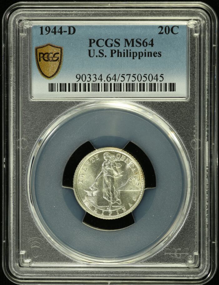 Philippines 20 Cents 1944 D PCGS MS64 0154593Philippines 20 Cents 1944 D PCGS MS64 0154593