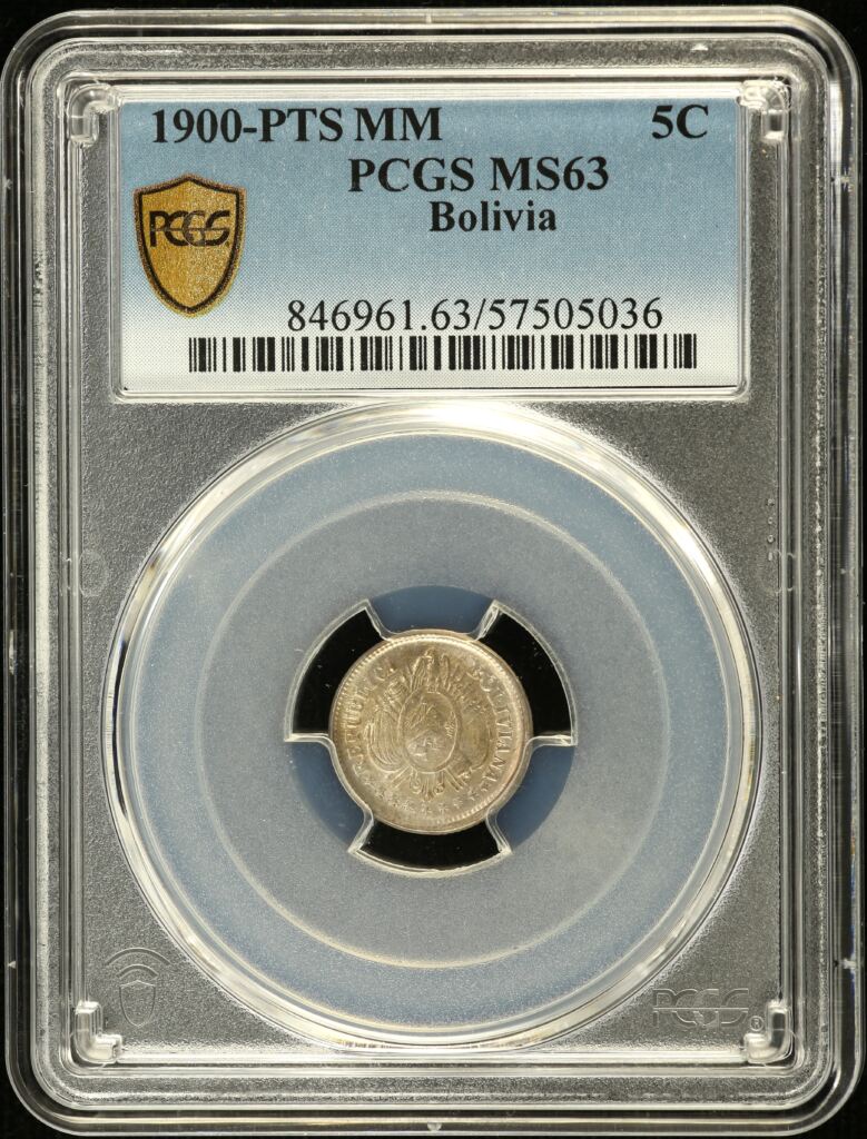 Bolivia 5 Centavo 1900 Pts MM PCGS MS63 0154595