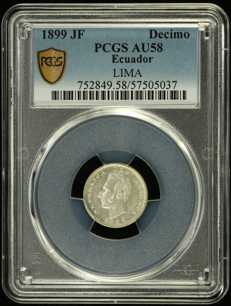 Ecuador Decimo 1899 Lima JF PCGS AU58 0154599