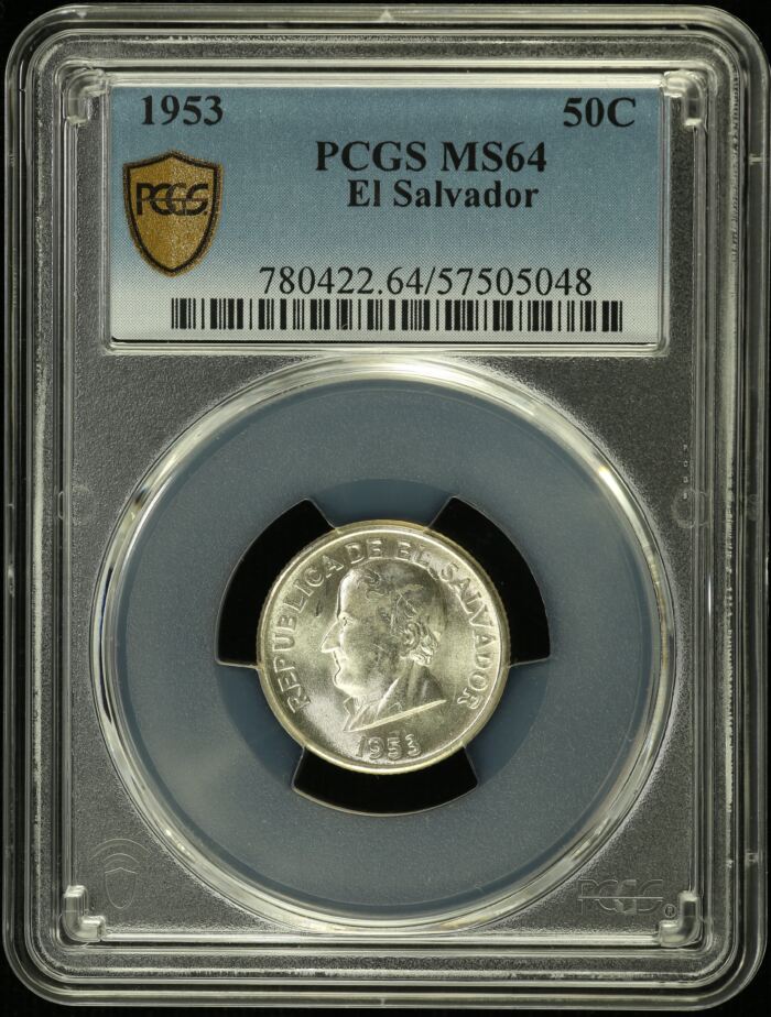 El Salvador 50 Centavo 1953 PCGS MS64 0154600El Salvador 50 Centavo 1953 PCGS MS64 0154600