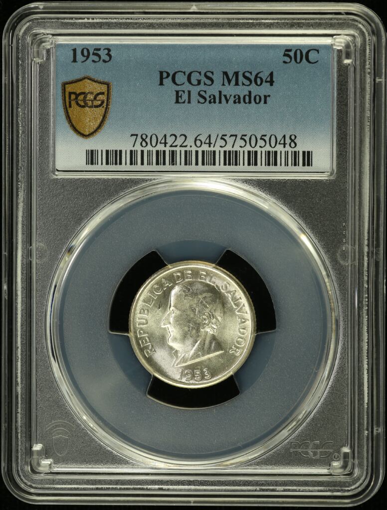 El Salvador 50 Centavo 1953 PCGS MS64 0154600