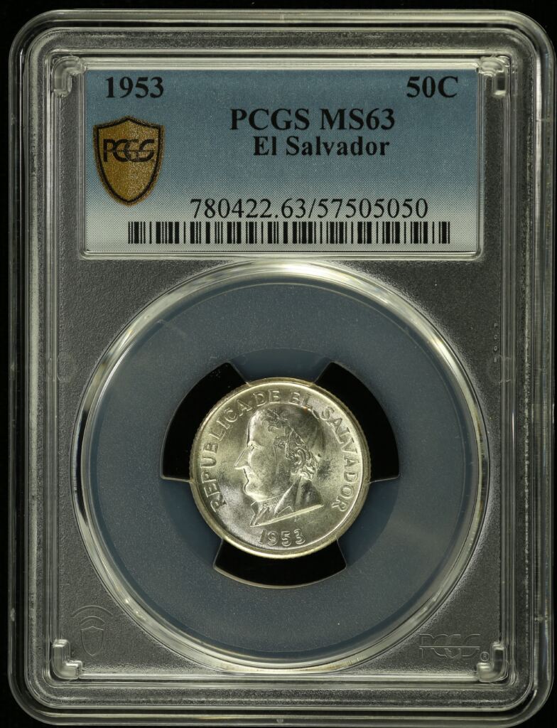 El Salvador 50 Centavo 1953 PCGS MS63 0154601