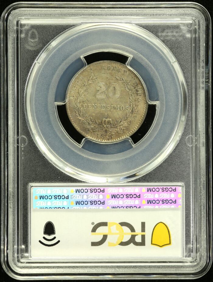 Uruguay 20 Centavo 1893/73 So PCGS AU58 0154603Uruguay 20 Centavo 1893/73 So PCGS AU58 0154603 - Image 2