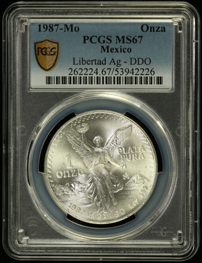 Modern Silver & Minors Onza 1987 Mo PCGS MS67 0154672Modern Silver & Minors Onza 1987 Mo PCGS MS67 0154672