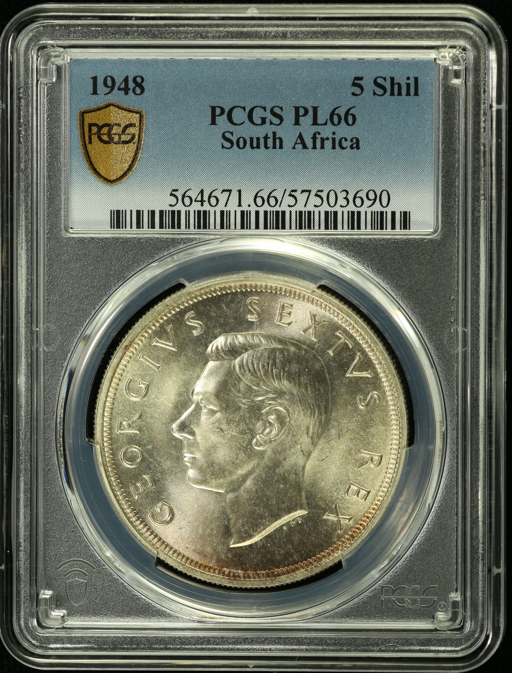 South Africa 5 Shilling 1948 PCGS PL66 0153699