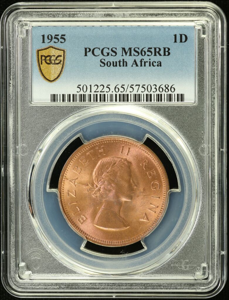 South Africa 1 D 1955 PCGS MS65RB 0153700