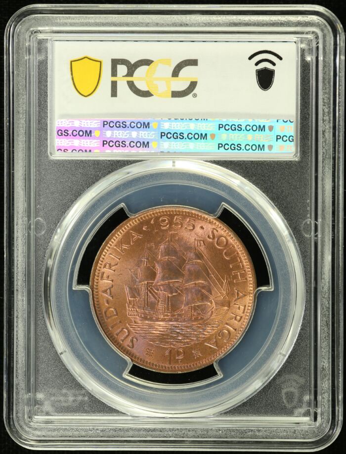 South Africa 1 D 1955 PCGS MS65RB 0153700South Africa 1 D 1955 PCGS MS65RB 0153700 - Image 2