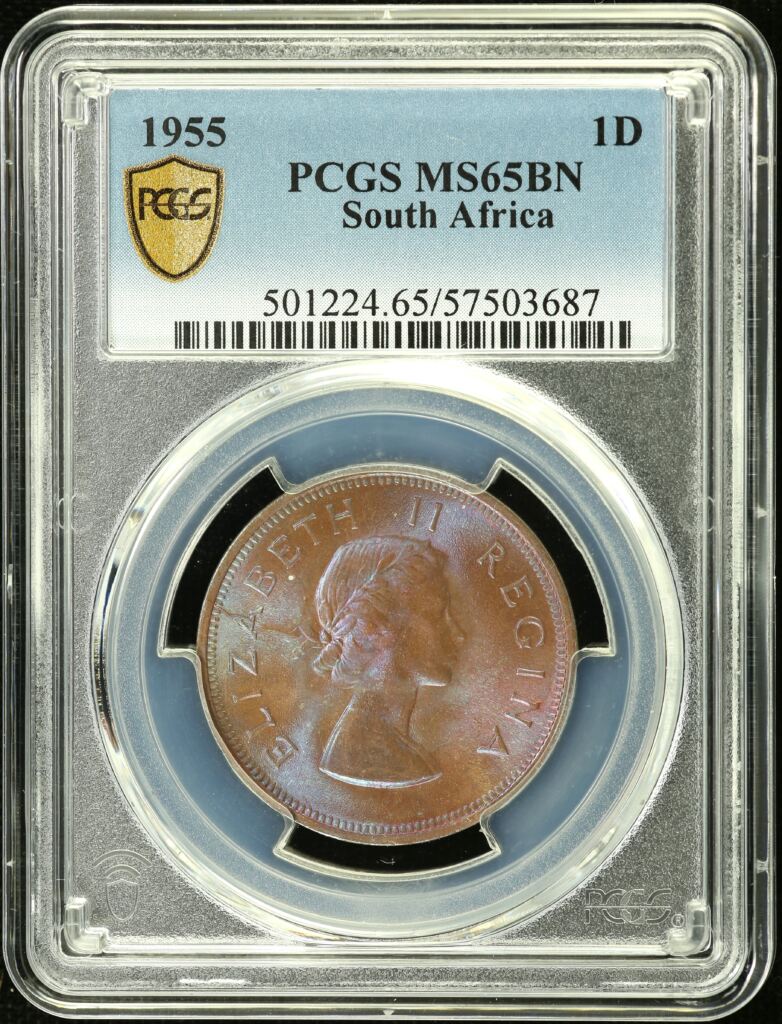 South Africa 1 D 1955 PCGS MS65BN 0153701
