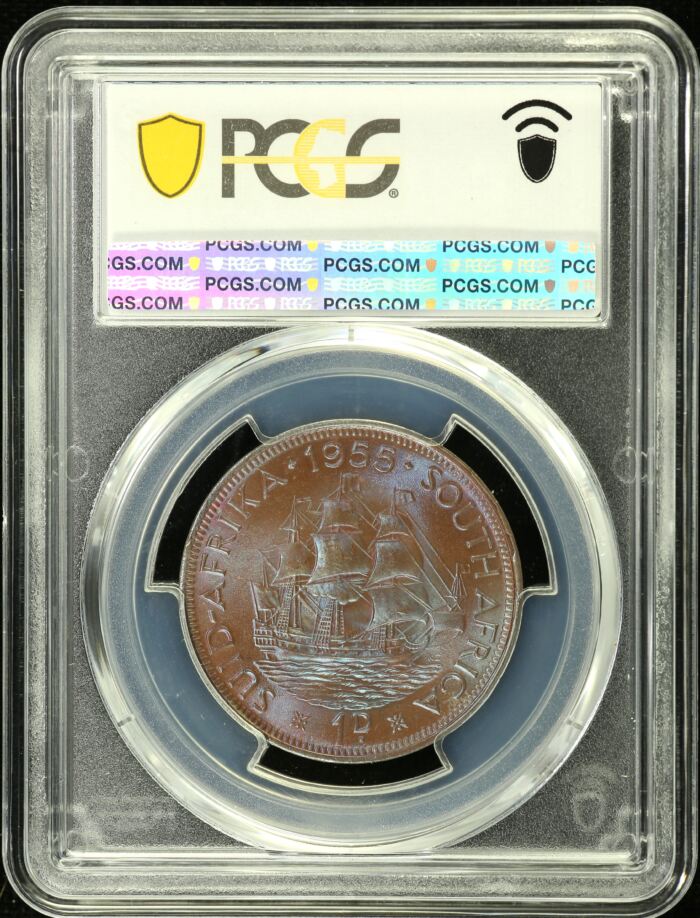 South Africa 1 D 1955 PCGS MS65BN 0153701South Africa 1 D 1955 PCGS MS65BN 0153701 - Image 2