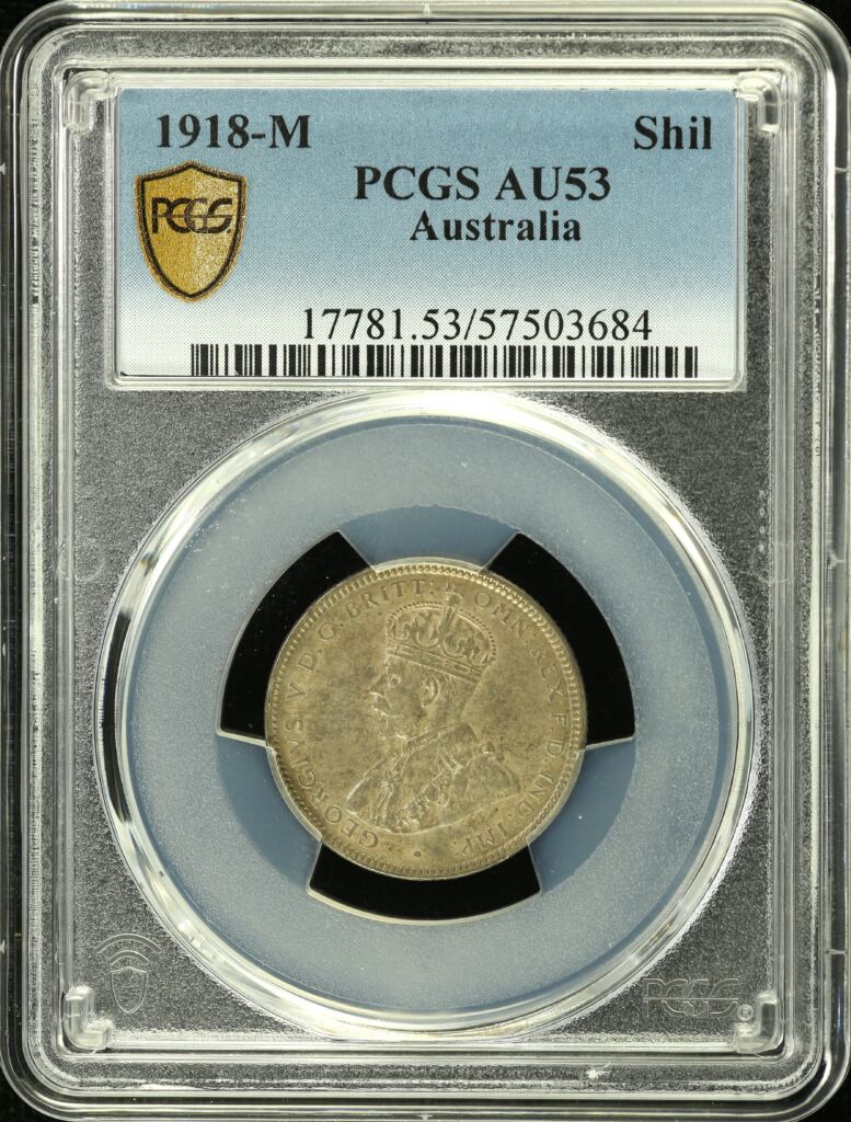 Australia Shilling 1918 M PCGS AU53 0153703
