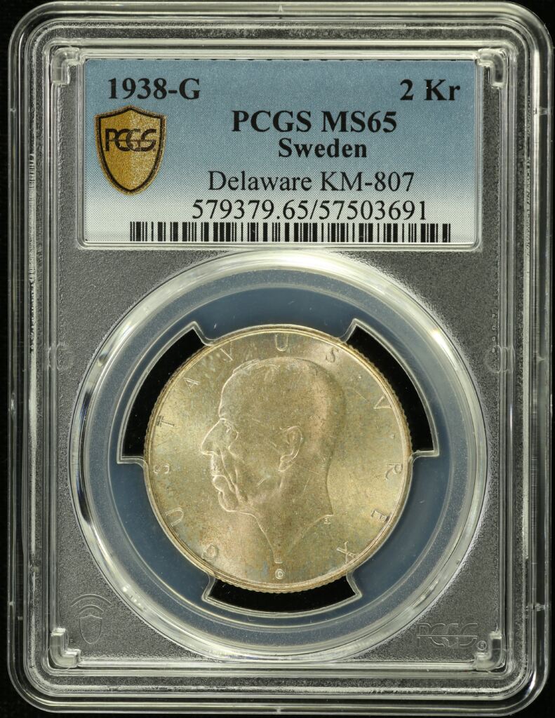 Sweden 2 Kroner 1938 G KM-807 PCGS MS65 0153704