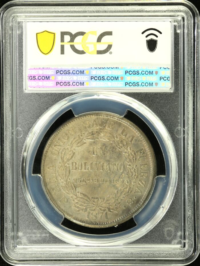 Bolivia Boliviano 1871 Pts FP PCGS MS62 0153706Bolivia Boliviano 1871 Pts FP PCGS MS62 0153706 - Image 2