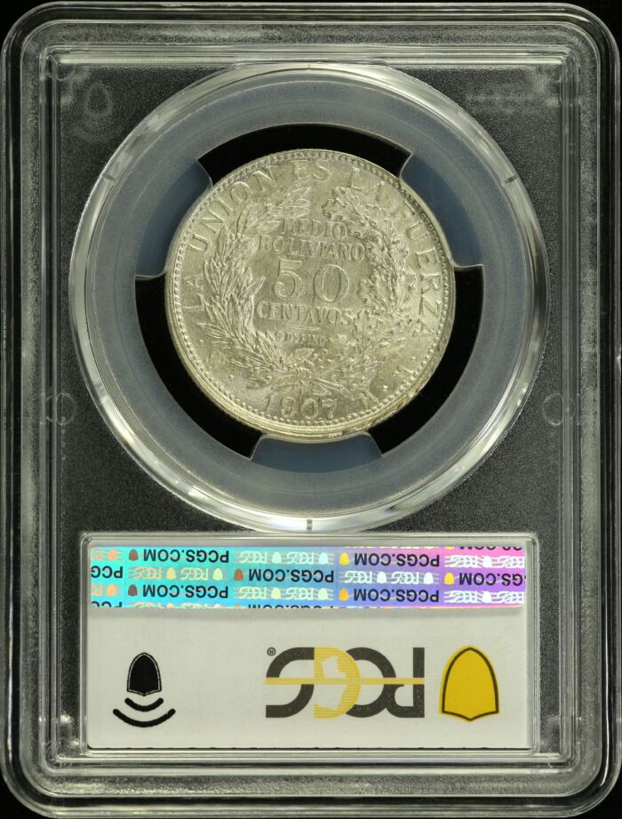 Bolivia 50 Centavo 1907 Pts MM PCGS MS65 0153707Bolivia 50 Centavo 1907 Pts MM PCGS MS65 0153707 - Image 2