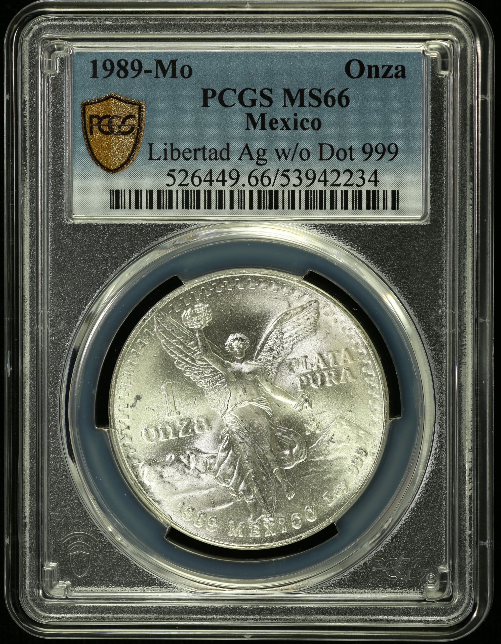 Mexican Coins  Modern Silver & Minors  Onza Modern Silver & Minors Onza 1989 Mo PCGS MS66 0154708 Modern Silver & Minors Onza 1989 Mo PCGS MS66 0154708Modern Silver & Minors Onza 1989 Mo PCGS MS66 0154708