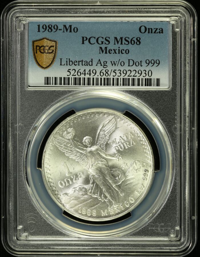 Modern Silver & Minors Onza 1989 Mo PCGS MS68 0154710Modern Silver & Minors Onza 1989 Mo PCGS MS68 0154710