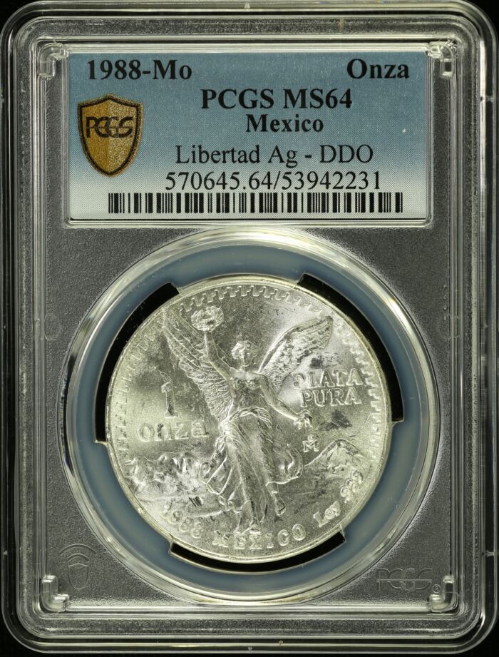 Modern Silver & Minors Onza 1988 Mo PCGS MS64 0154712Modern Silver & Minors Onza 1988 Mo PCGS MS64 0154712