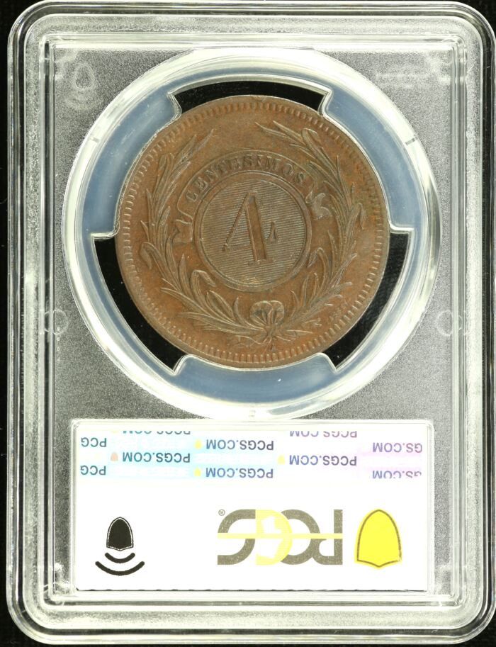 Uruguay 4 Centesimos 1869 A PCGS MS62BN 0153712Uruguay 4 Centesimos 1869 A PCGS MS62BN 0153712 - Image 2