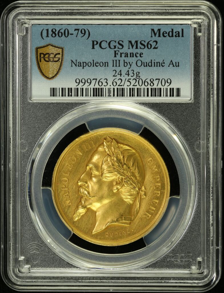 France Napolean III by Oudine Gold Medal (1860-79) PCGS MS62 0154719