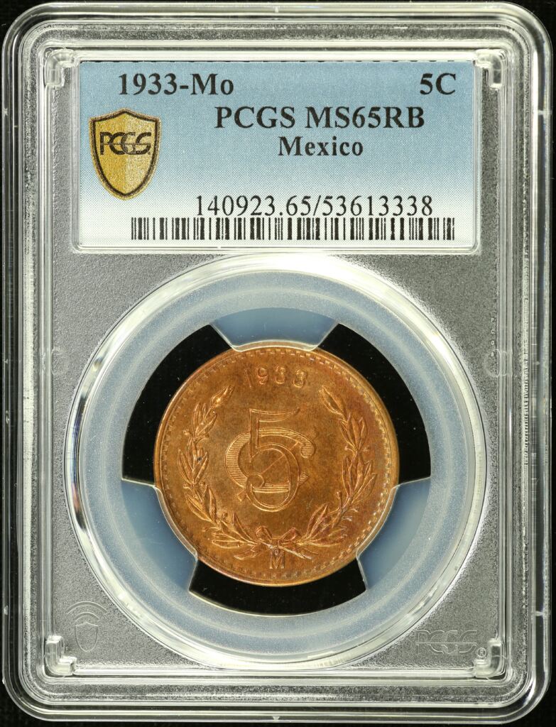 Modern Silver & Minors 5 Centavo 1933 Mo PCGS MS65RB 0153730